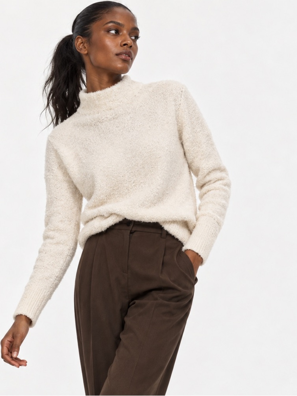 Sanctuary Cloud Cream Mock Neck Sweater